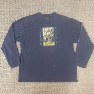 VTG Abercrombie Fitch Shirt XL Grey Cotton Crewneck Graphic Asian Sleeve Hits